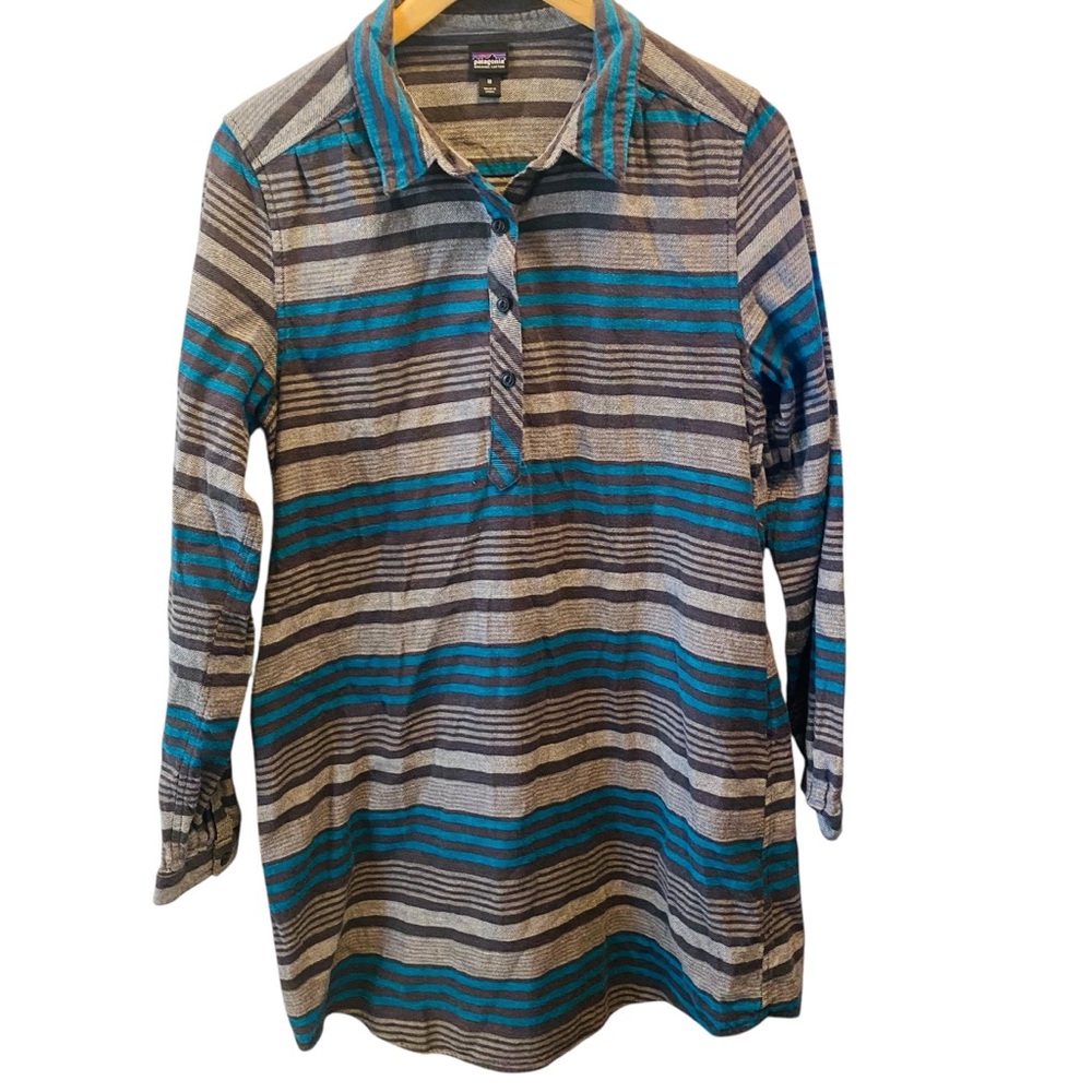 Patagonia Dress Heywood Western Pinyon Stripe Organic Cotton Flannel
